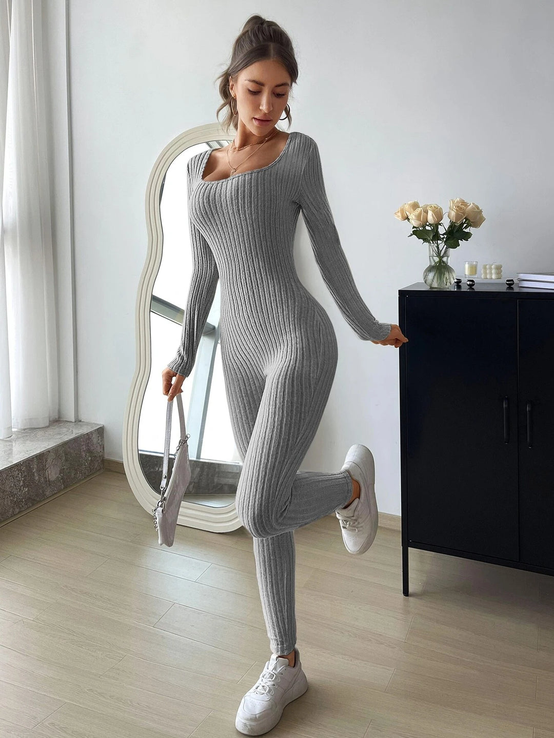 Scoop Neck Unitard Jumpsuit