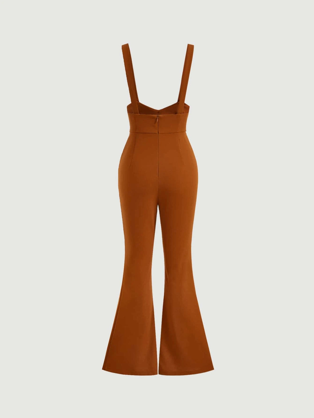 Button Front Flare Leg Overall Jumpsuit
