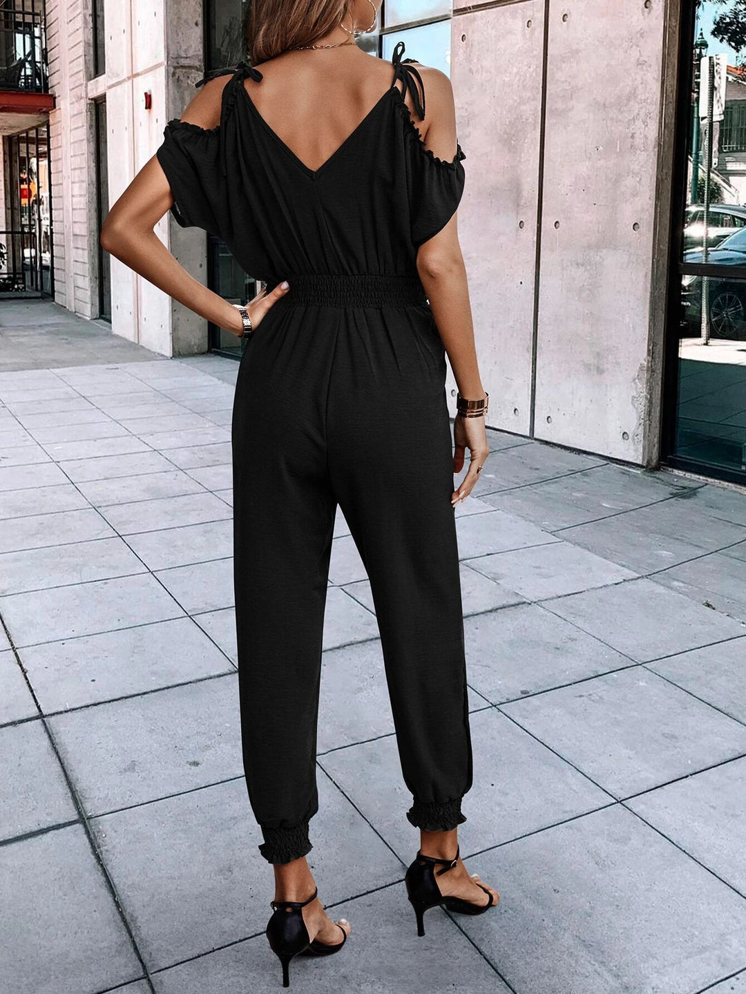 Short Sleeve With Slant Pockets Jumpsuit