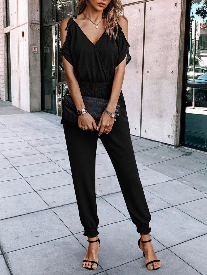 Short Sleeve With Slant Pockets Jumpsuit