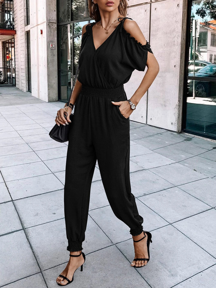 Short Sleeve With Slant Pockets Jumpsuit