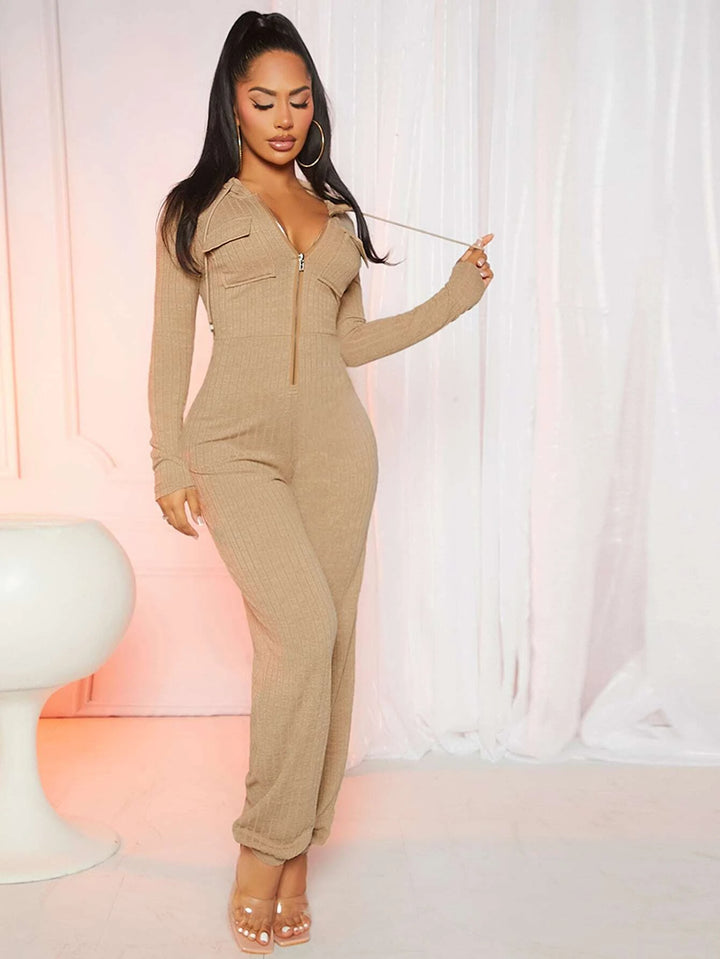 Casual Front Hooded Jumpsuit