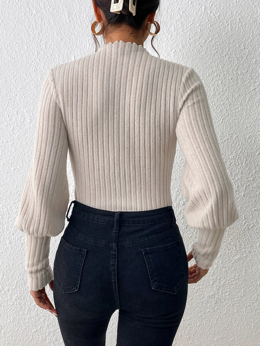 Sleeve Ribbed Knit Bodysuit