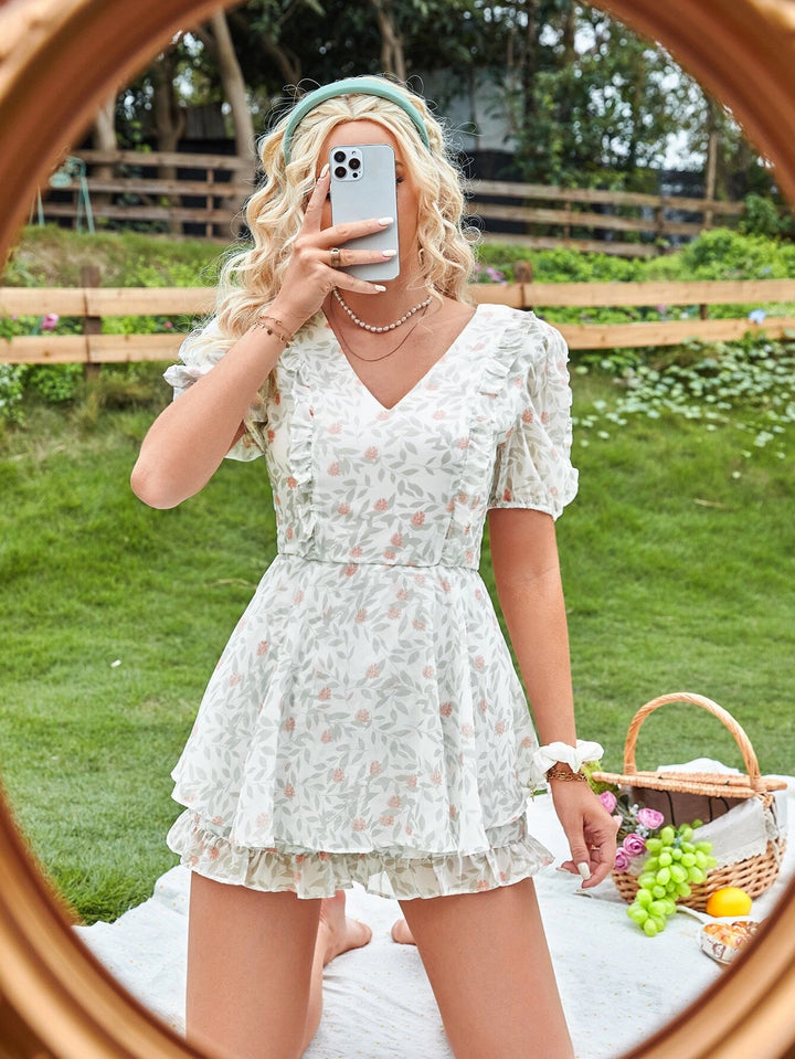 Floral Puff Sleeve Romper