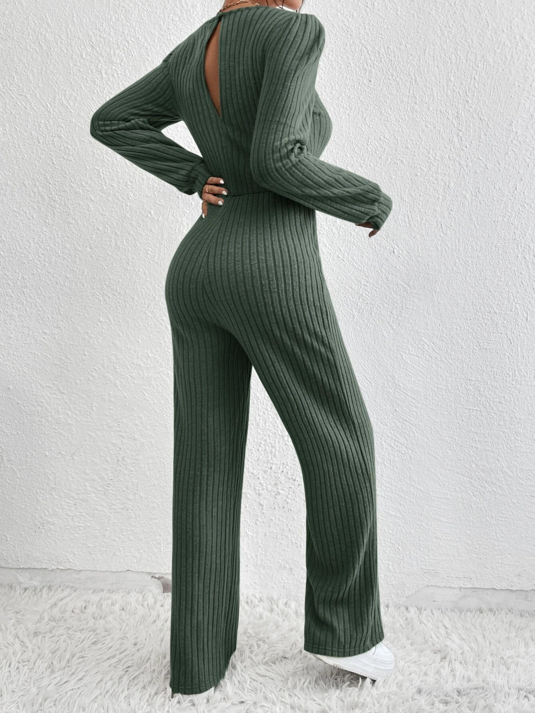 Scoop Neck Long Sleeve Jumpsuit