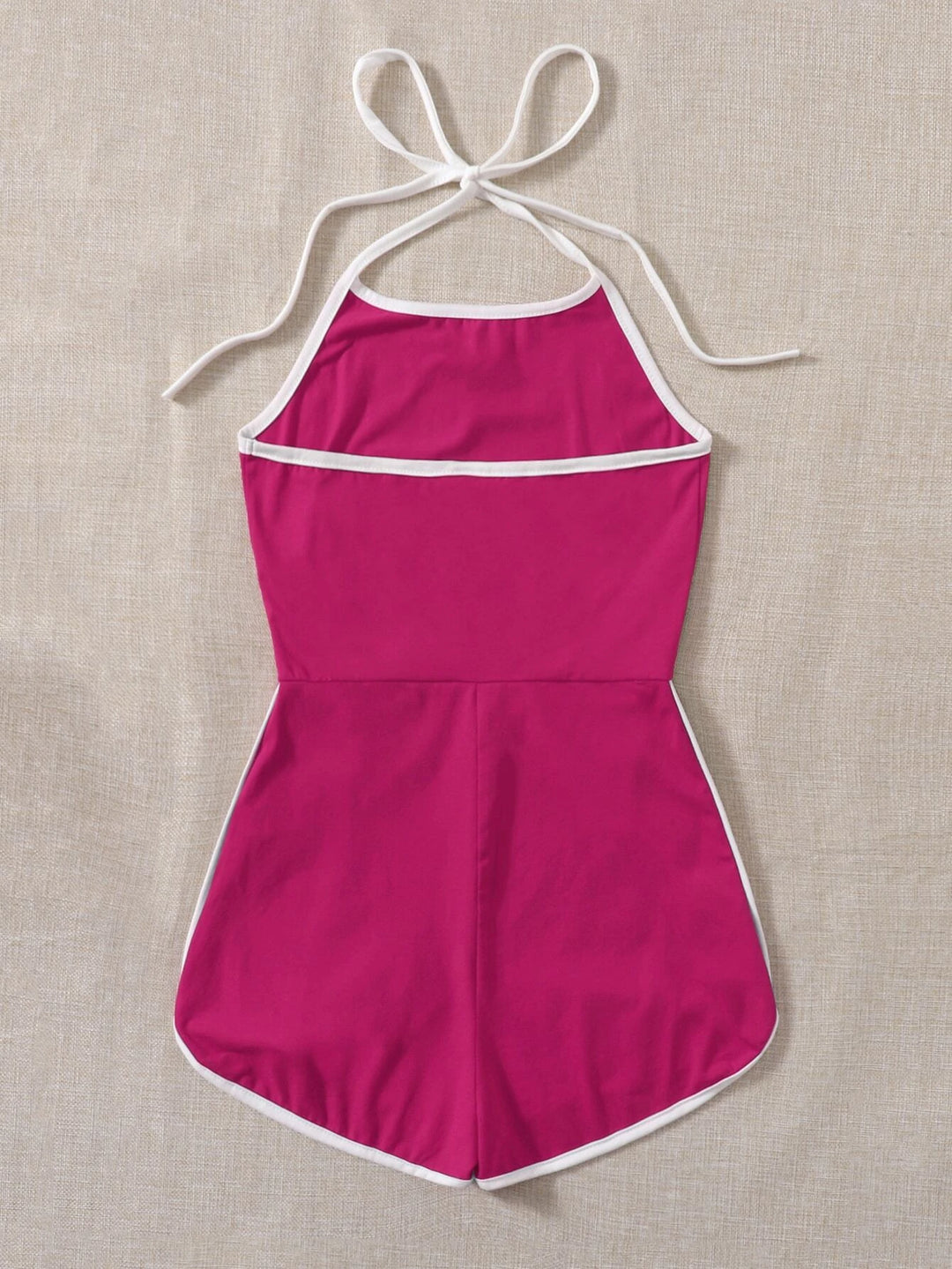 Contrast Binding Halter Romper