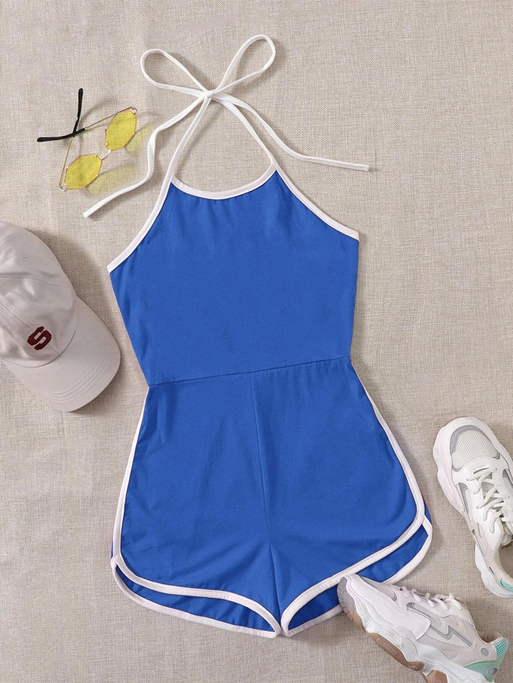 Contrast Binding Halter Romper