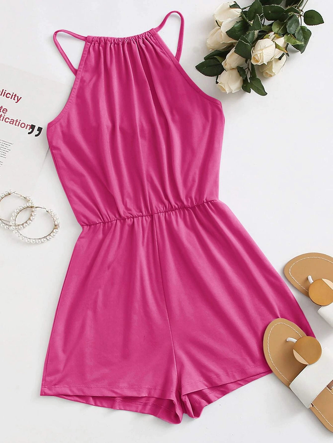 Halter Solid Romper