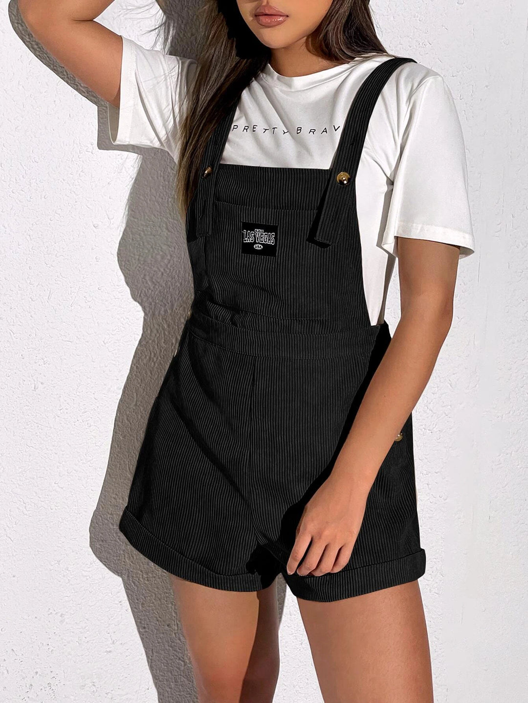 Patched Pockets Sleeveless Short Romper