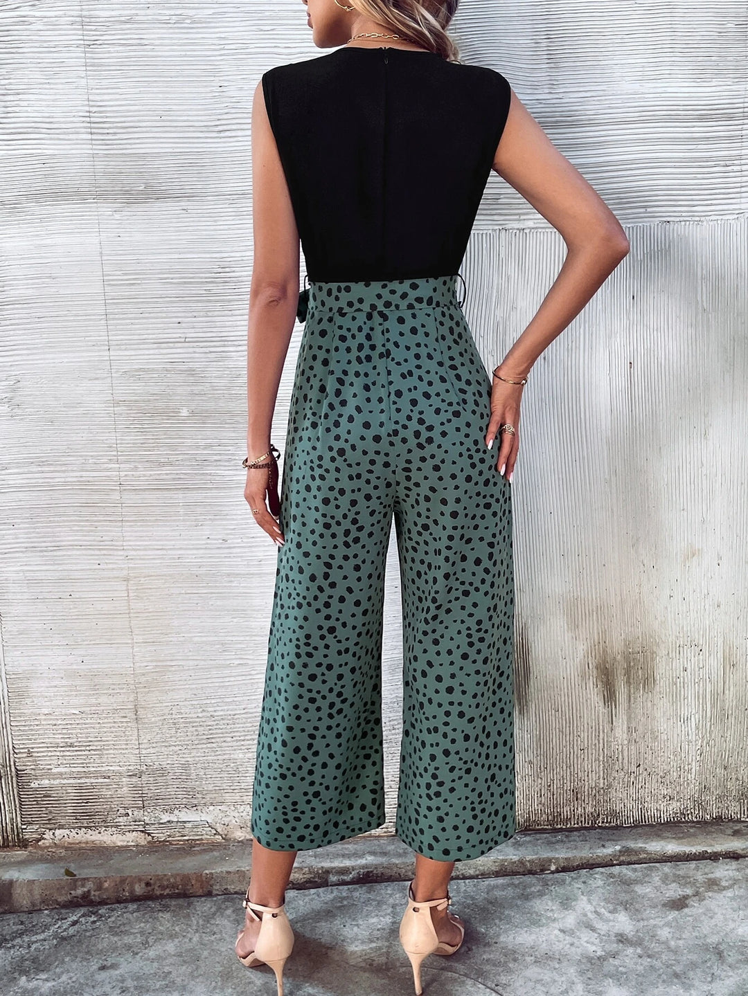 Dalmatian Print Belted Jumpsuit