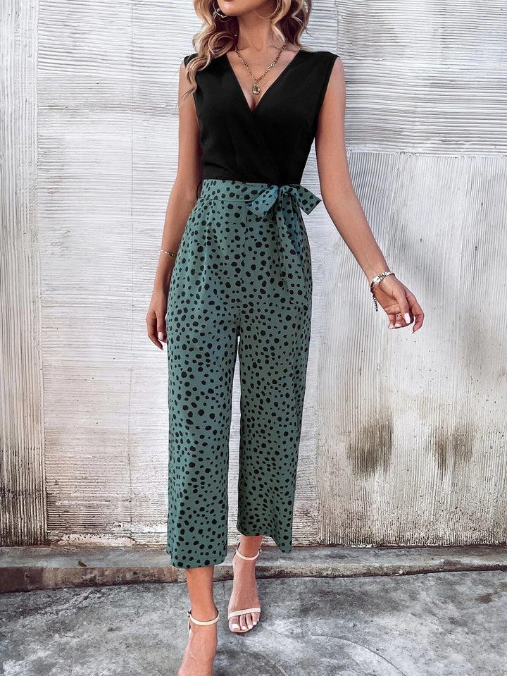 Dalmatian Print Belted Jumpsuit