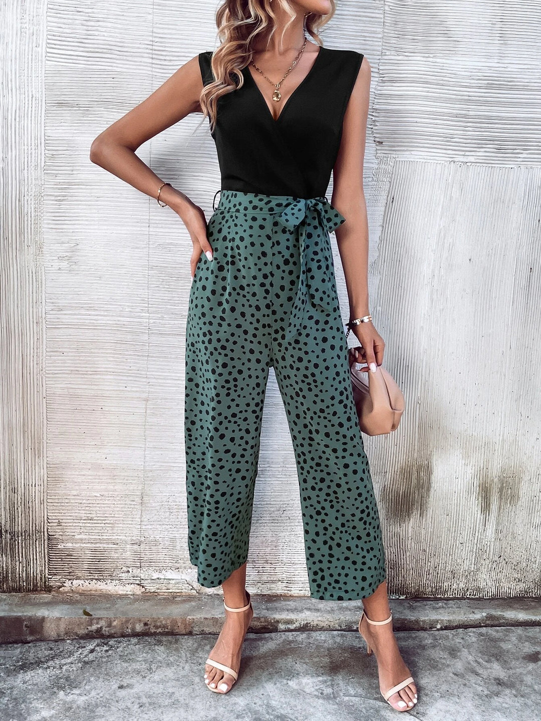 Dalmatian Print Belted Jumpsuit