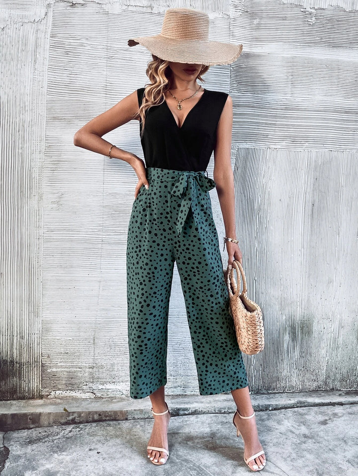 Dalmatian Print Belted Jumpsuit