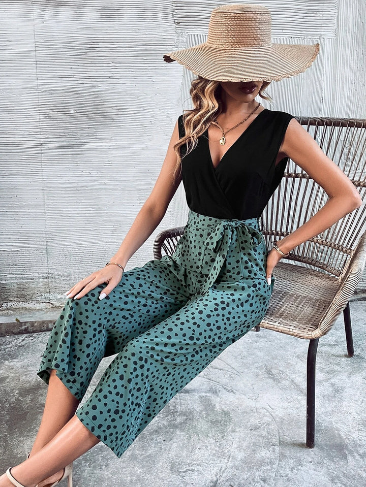 Dalmatian Print Belted Jumpsuit