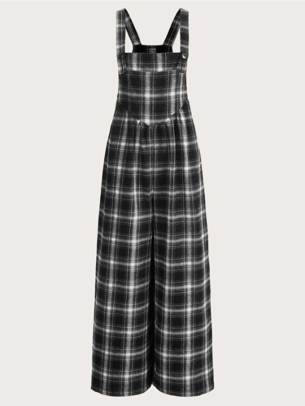 Plaid Print Overall Jumpsuit Without Tee