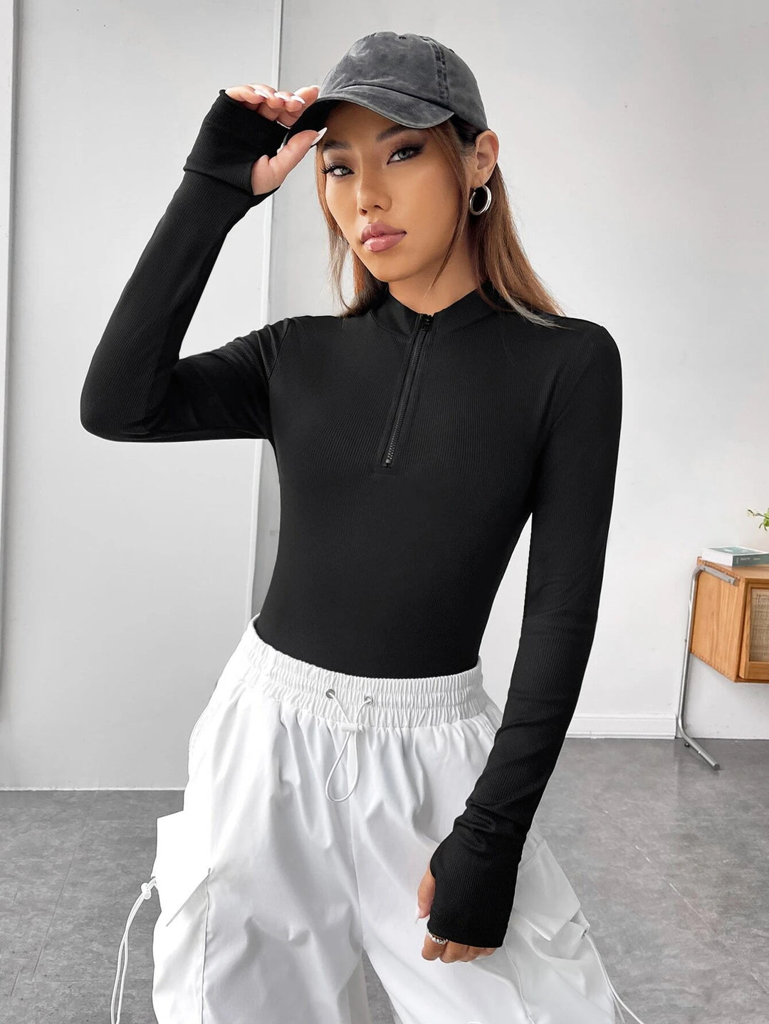 Thumbholes Slim Fit Tee Bodysuit