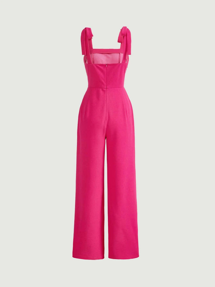 Cami-Jumpsuit mit weitem Bein und gebundener Schulter