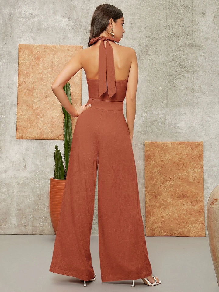 Criss Cross Solid Coloured Jumpsuit