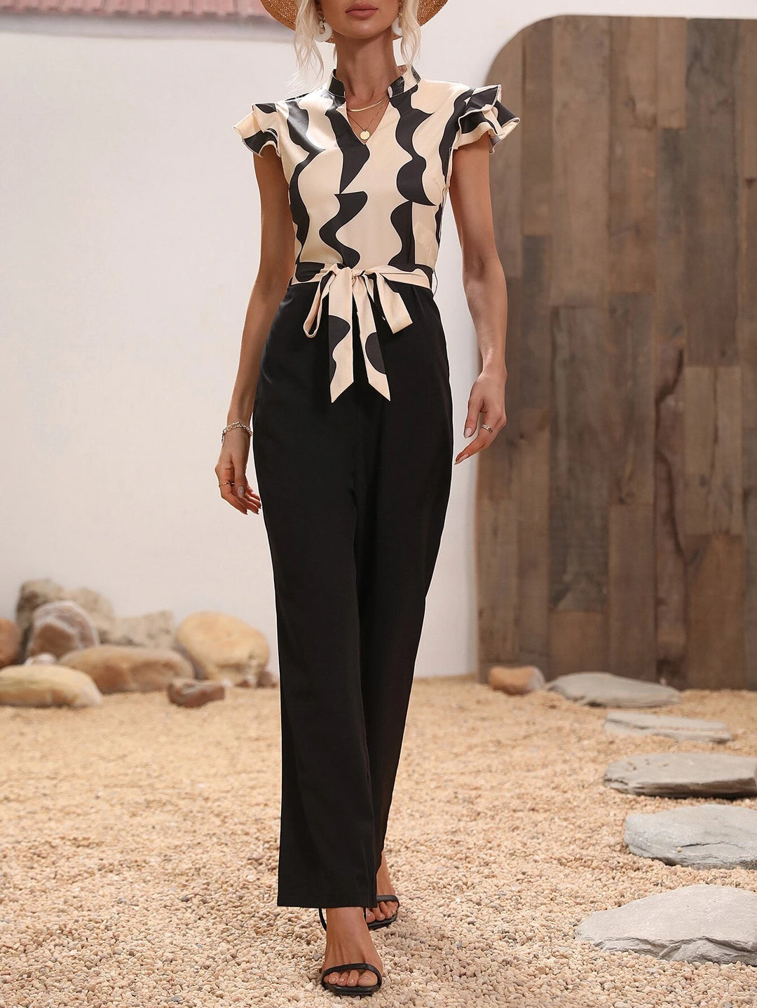 Butterfly Sleeve Belted Jumpsuit