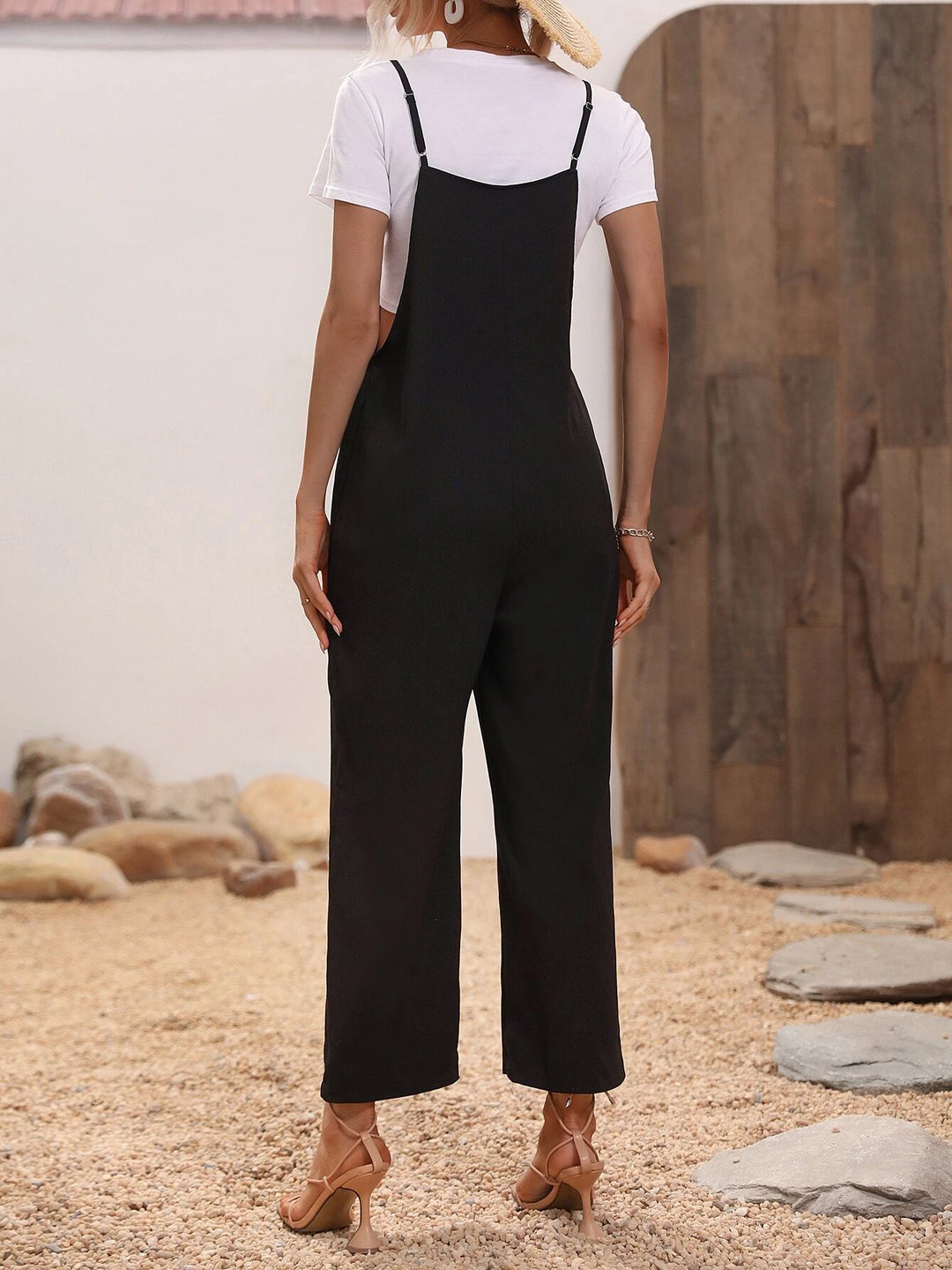 Button Front Cami Jumpsuit