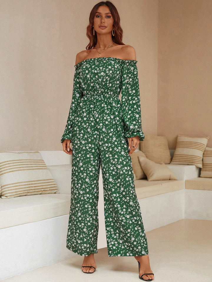 Floral Print Off Shoulder Jumpsuit