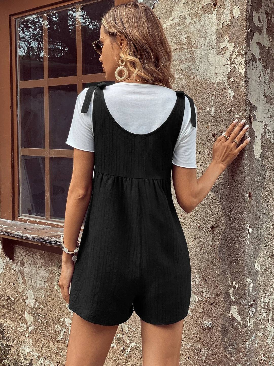 Tie Shoulder Romper Without Tee