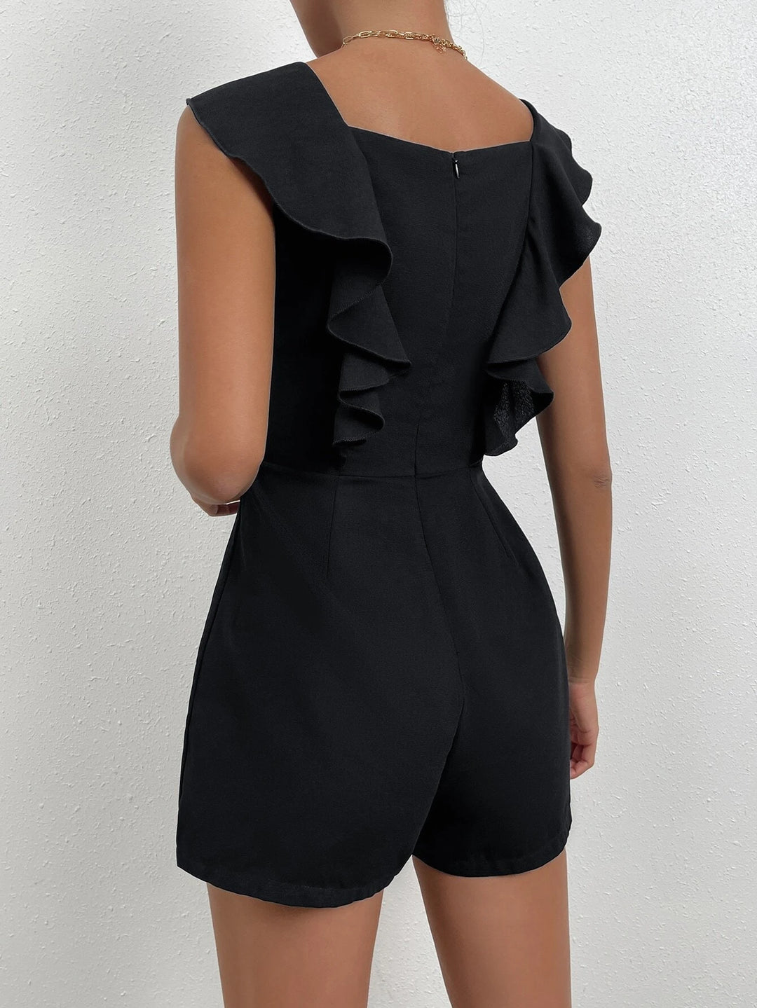 Ruffle Trim Square Neck Romper