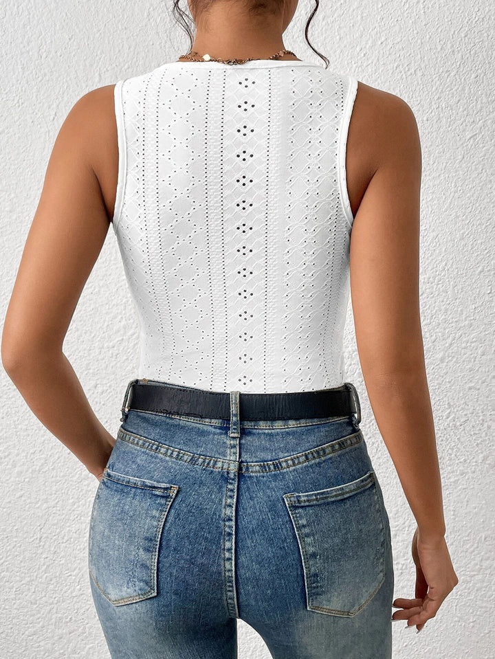 Eyelet Embroidery Tank Bodysuit