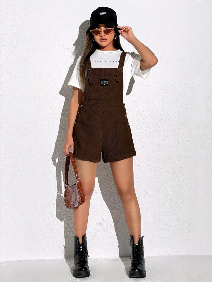 Patched Pockets Sleeveless Short Romper