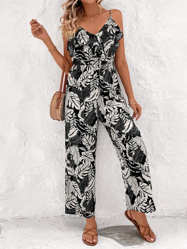 Printed Ruffle Cami Jumpsuit