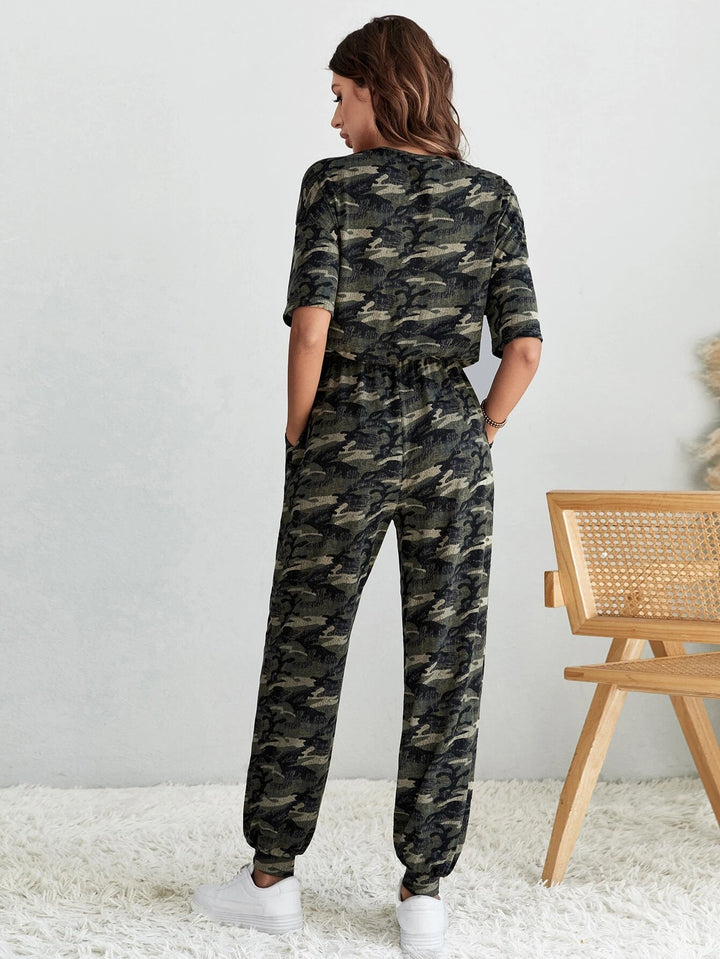 Long Sleeve Slant Pocket Jumpsuit