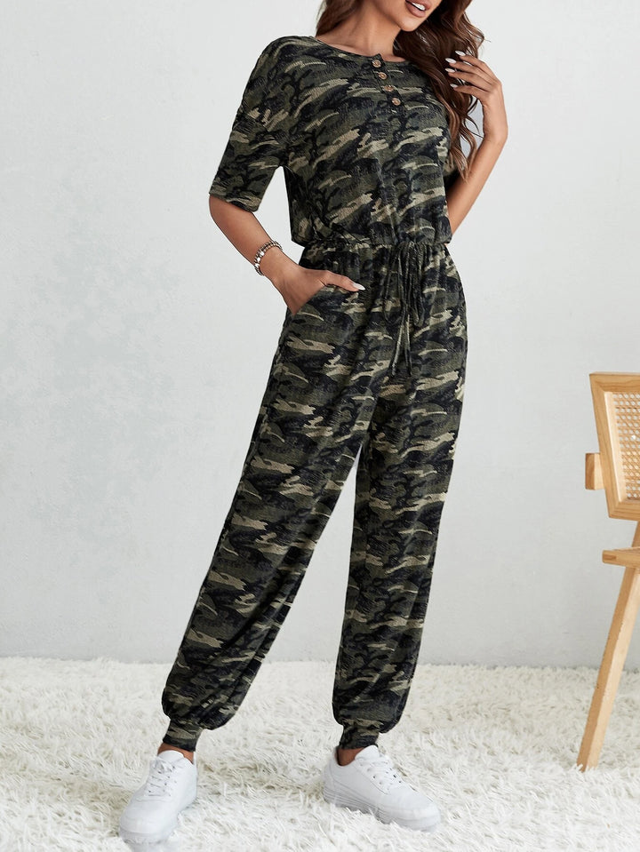 Long Sleeve Slant Pocket Jumpsuit