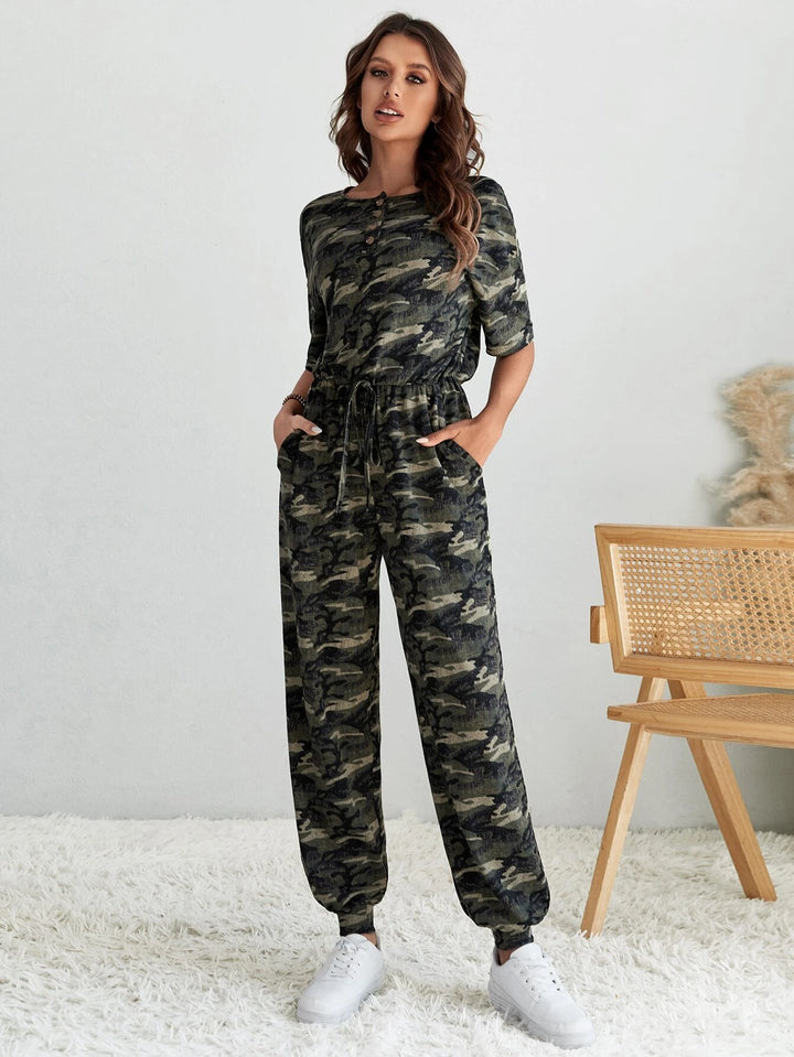 Long Sleeve Slant Pocket Jumpsuit