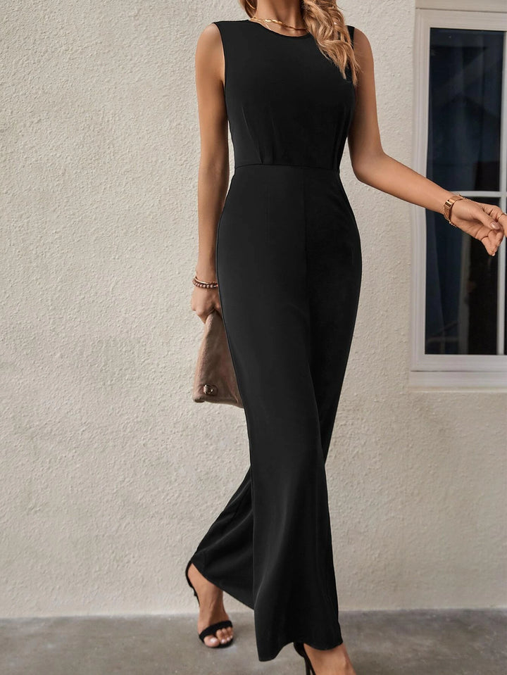 Sleeveless Trim Wide Leg Jumpsuit