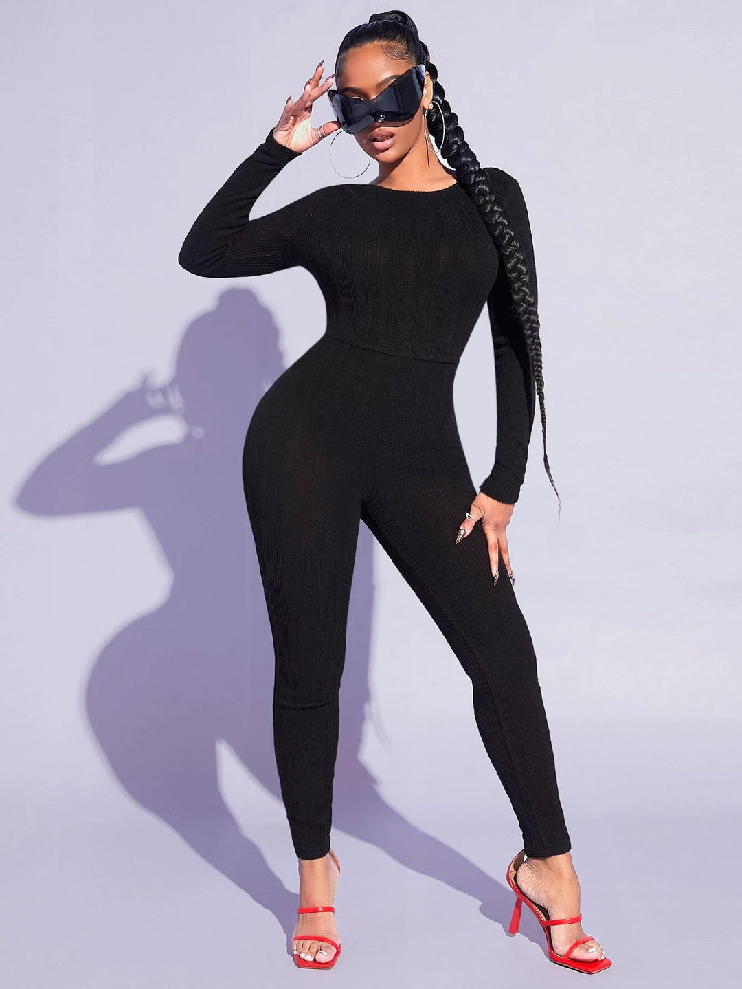 Round Neck Backless Unitard Jumpsuit