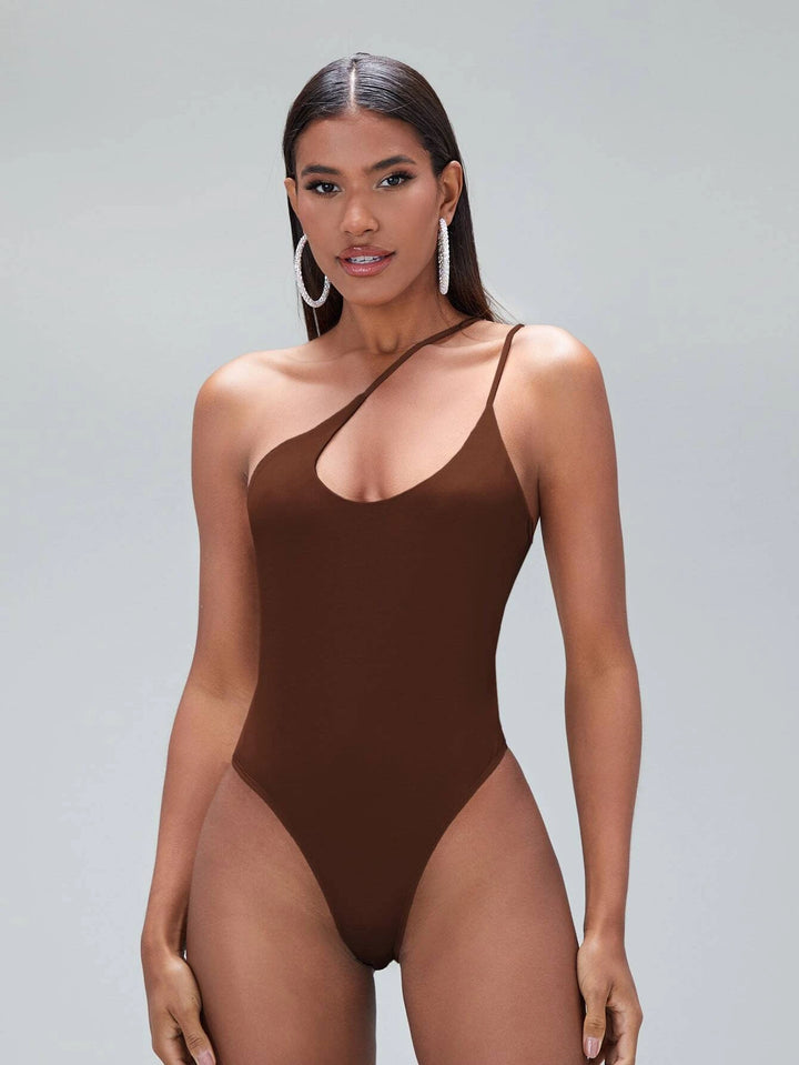 Solid Coloured One Shoulder Bodysuit