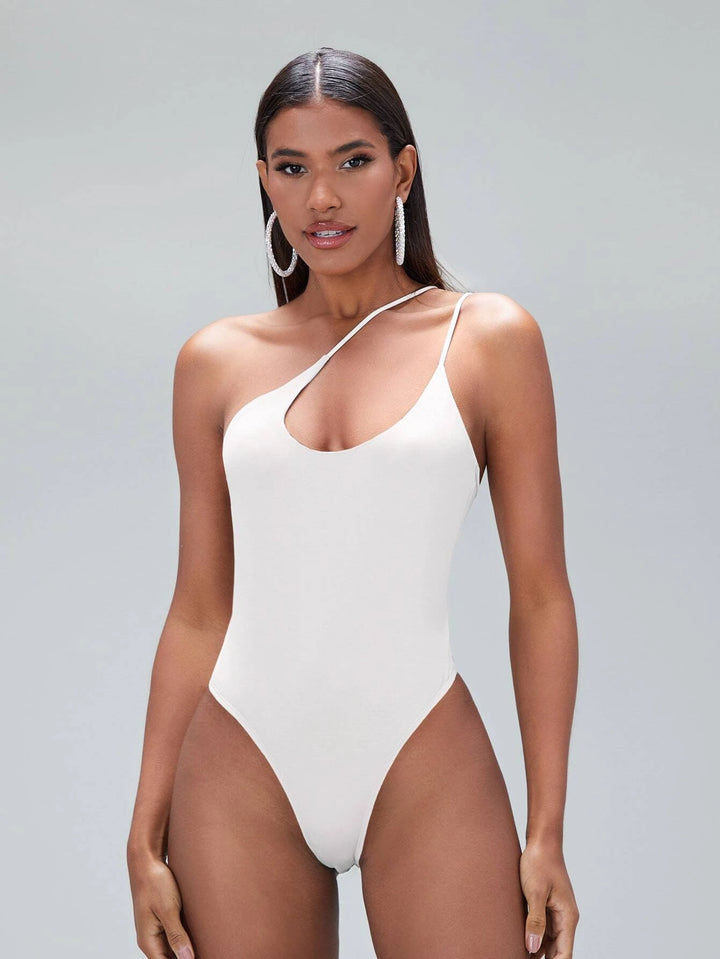 Solid Coloured One Shoulder Bodysuit