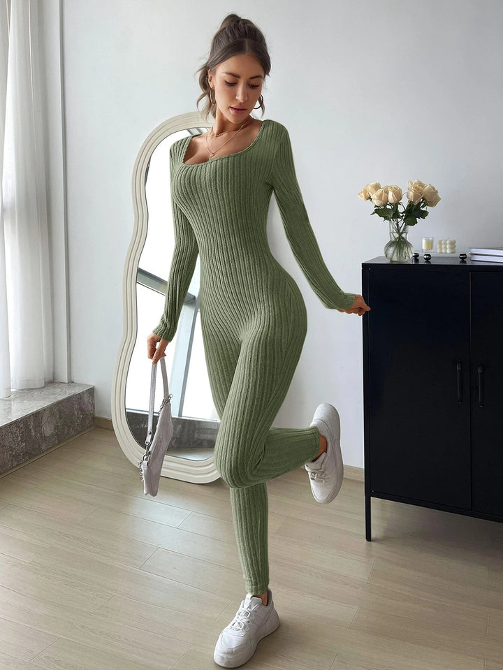 Scoop Neck Unitard Jumpsuit