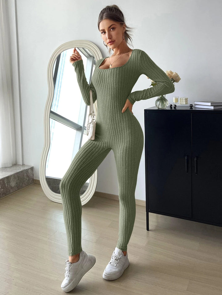 Scoop Neck Unitard Jumpsuit