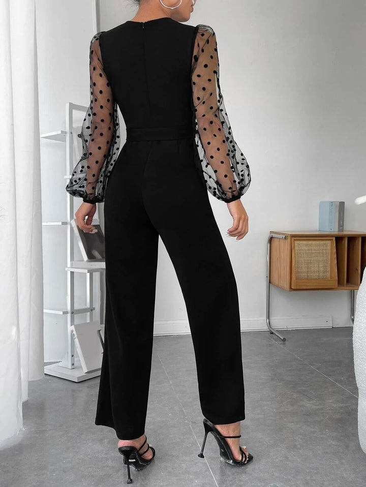 Lantern Sleeve Belted Jumpsuit