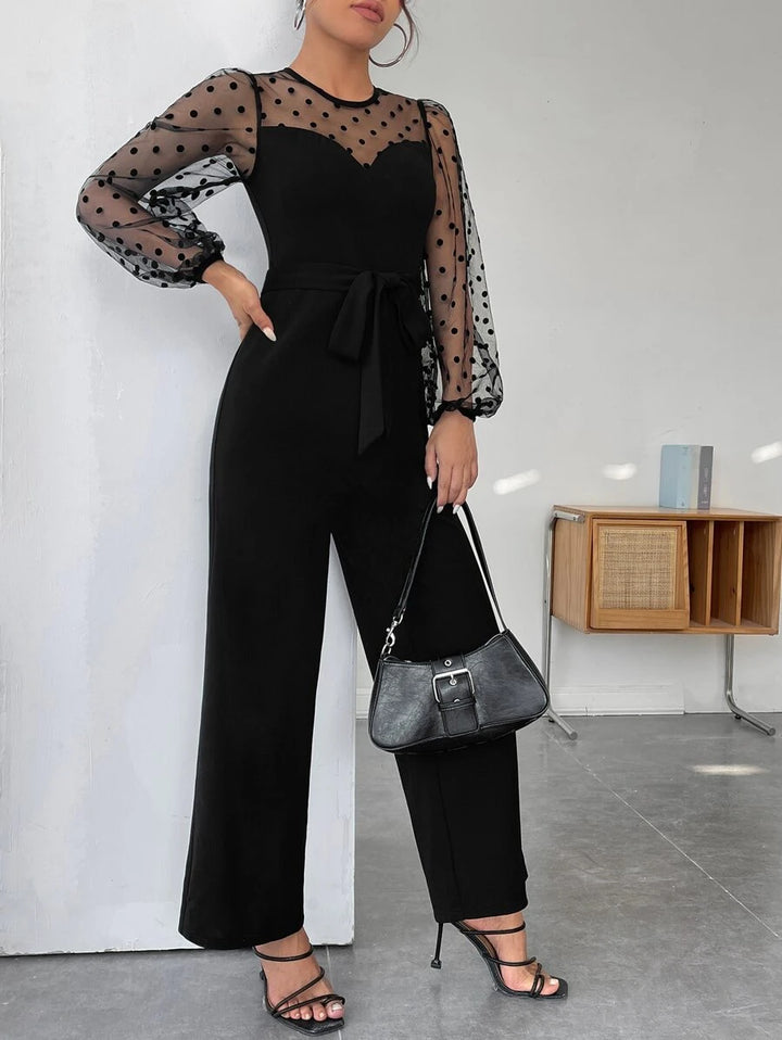 Lantern Sleeve Belted Jumpsuit