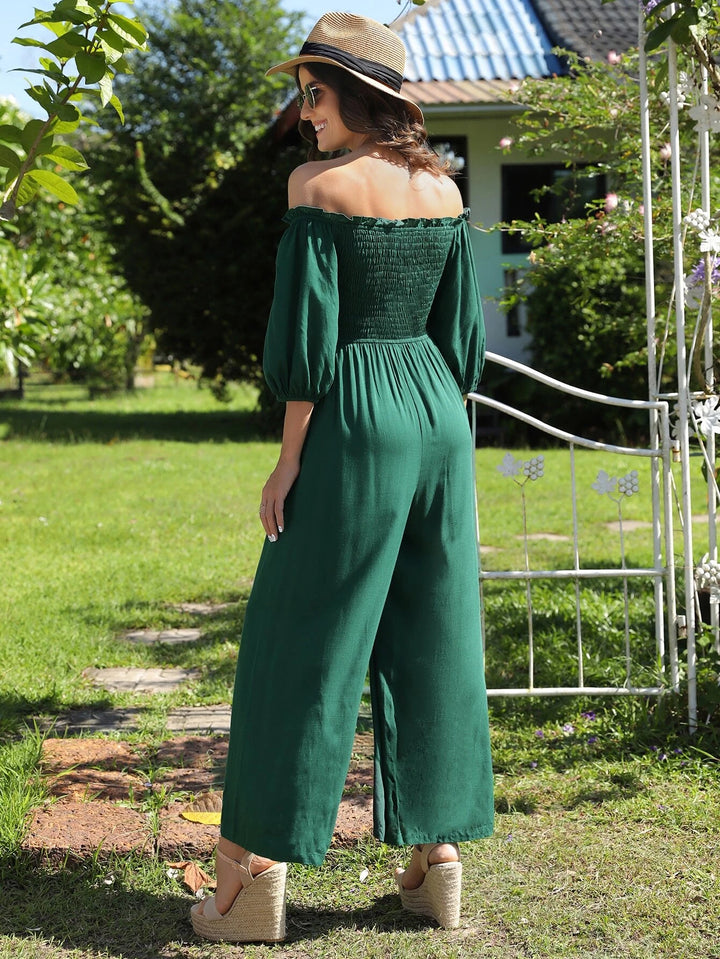 Off Shoulder Wide Loose Jumpsuit