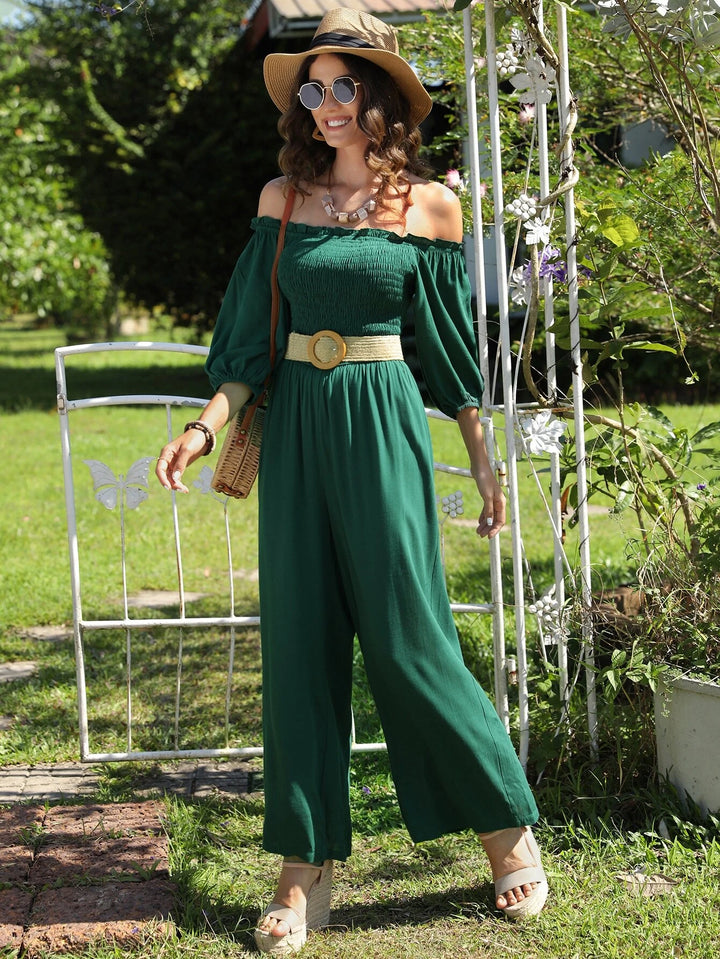 Off Shoulder Wide Loose Jumpsuit