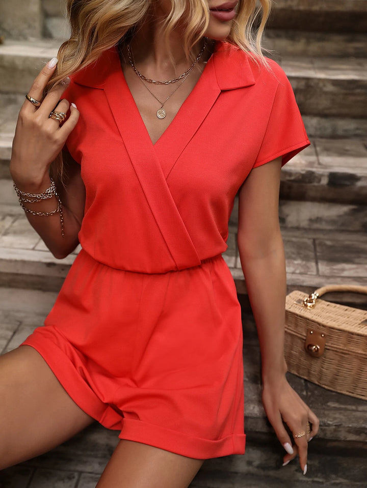 Collar Neck Batwing Sleeve Romper