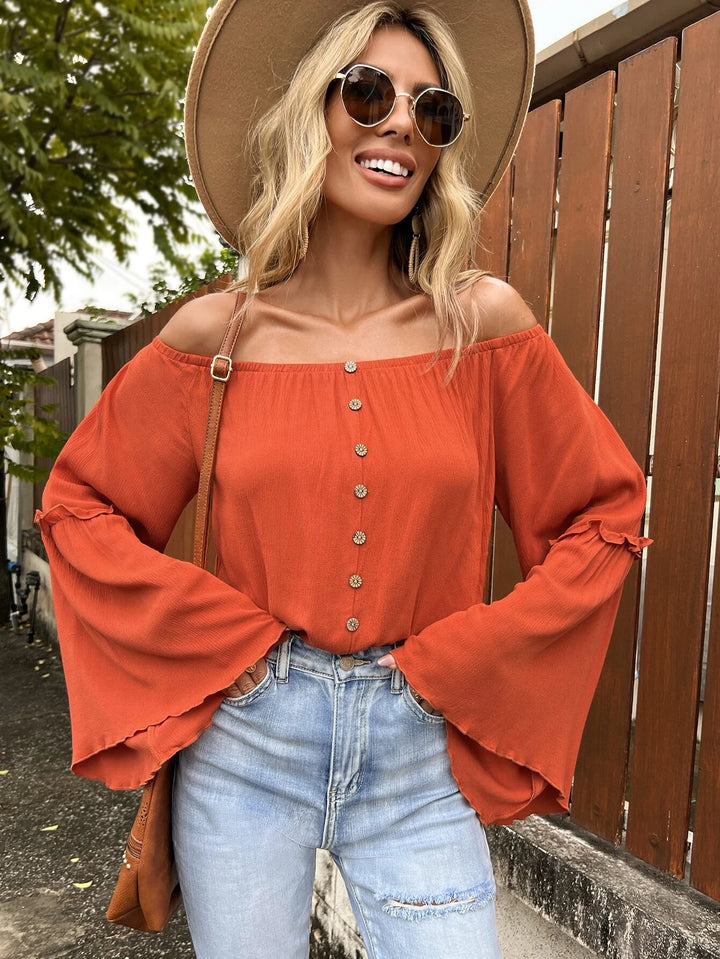 Off Shoulder Flounce Sleeve Bodysuit