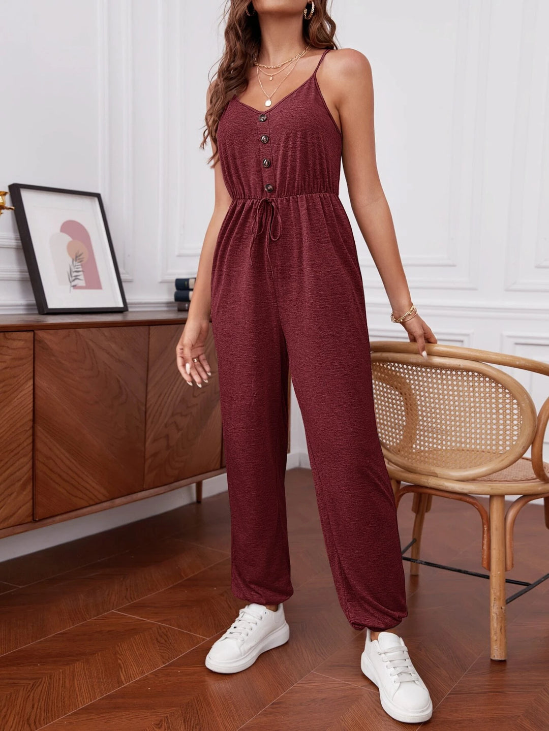 Tie Front Sleeveless Jumpsuit