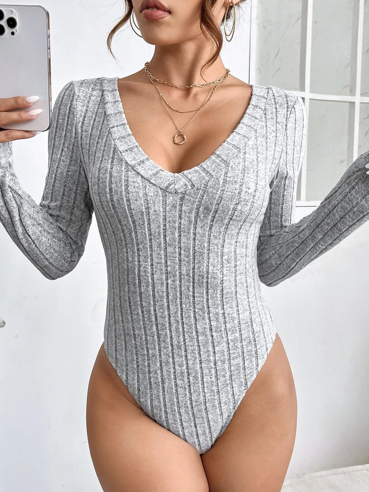 Neck Ribbed Knit Bodysuit