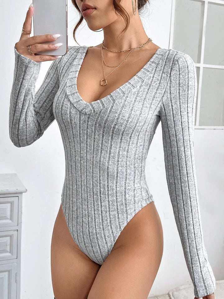 Neck Ribbed Knit Bodysuit