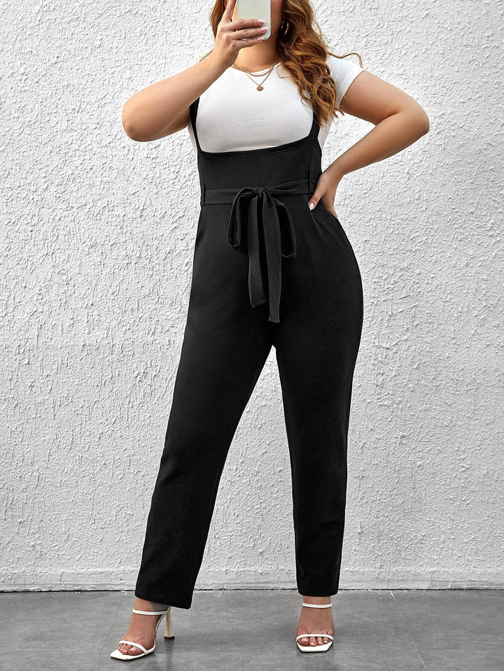 Slant Pocket Belted Overall Jumpsuit