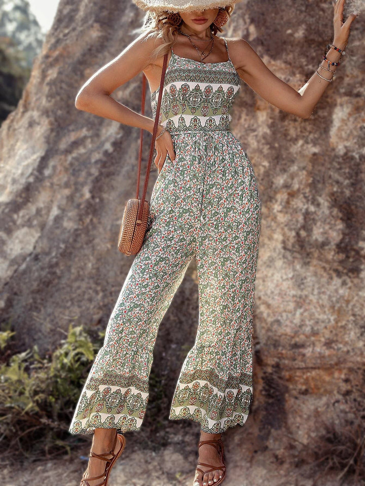 Long Floral Print Cami Jumpsuit